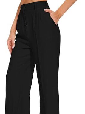 FUNYYZO Wide Leg Pants Women's High Elastic Waisted in The Back Business Work Tr